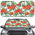 Tropical Hibiscus Blossom Pattern Print Car Windshield Sun Shade