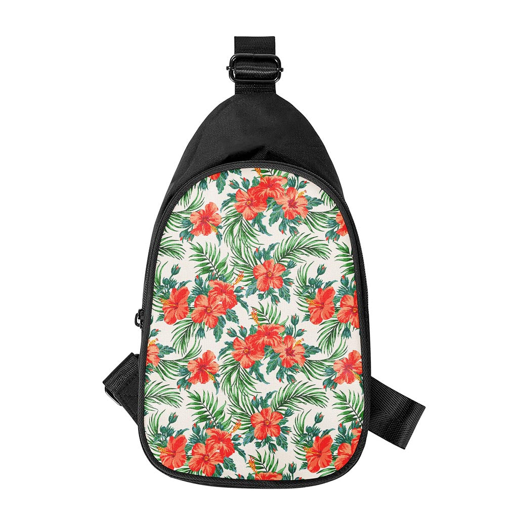 Tropical Hibiscus Blossom Pattern Print Chest Bag