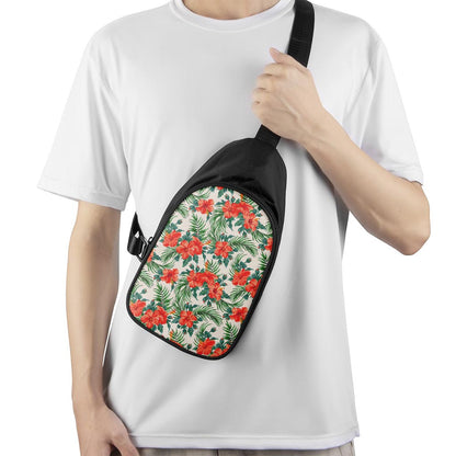 Tropical Hibiscus Blossom Pattern Print Chest Bag