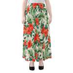 Tropical Hibiscus Blossom Pattern Print Chiffon Maxi Skirt