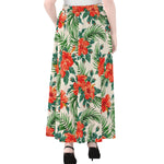 Tropical Hibiscus Blossom Pattern Print Chiffon Maxi Skirt