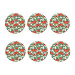 Tropical Hibiscus Blossom Pattern Print Coaster Set