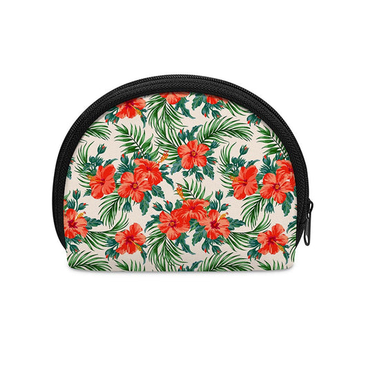 Tropical Hibiscus Blossom Pattern Print Coin Purse