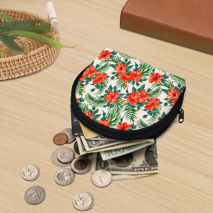 Tropical Hibiscus Blossom Pattern Print Coin Purse