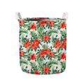 Tropical Hibiscus Blossom Pattern Print Collapsible Laundry Basket