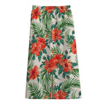 Tropical Hibiscus Blossom Pattern Print Cotton Front Slit Maxi Skirt