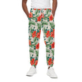 Tropical Hibiscus Blossom Pattern Print Cotton Sweatpants