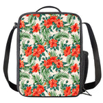 Tropical Hibiscus Blossom Pattern Print Crossbody Lunch Bag