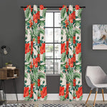 Tropical Hibiscus Blossom Pattern Print Curtain