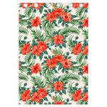 Tropical Hibiscus Blossom Pattern Print Curtain