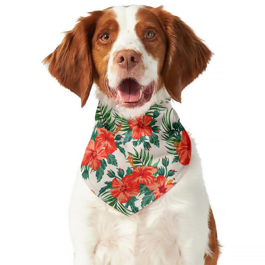 Tropical Hibiscus Blossom Pattern Print Dog Bandana
