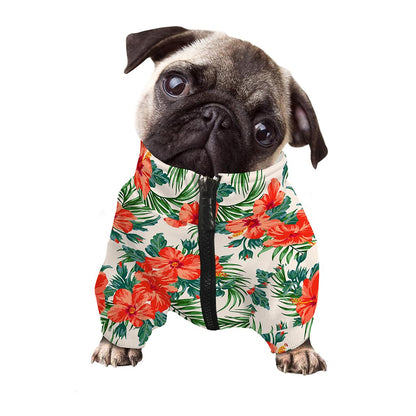 Tropical Hibiscus Blossom Pattern Print Dog Zip Up Jacket