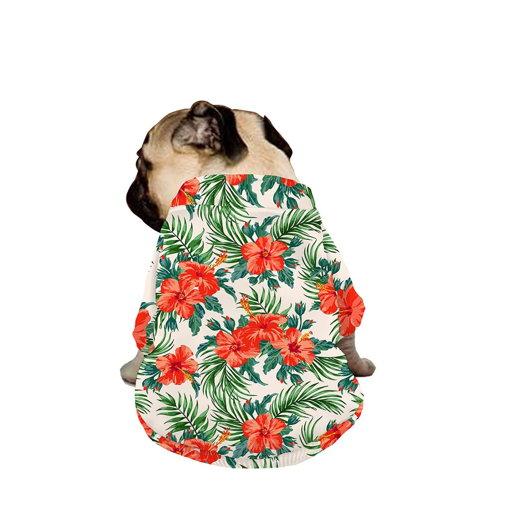 Tropical Hibiscus Blossom Pattern Print Dog Zip Up Jacket