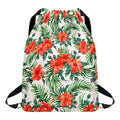 Tropical Hibiscus Blossom Pattern Print Drawstring Backpack