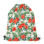 Tropical Hibiscus Blossom Pattern Print Drawstring Bag