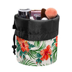 Tropical Hibiscus Blossom Pattern Print Drawstring Makeup Bag