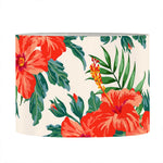 Tropical Hibiscus Blossom Pattern Print Drum Lamp Shade