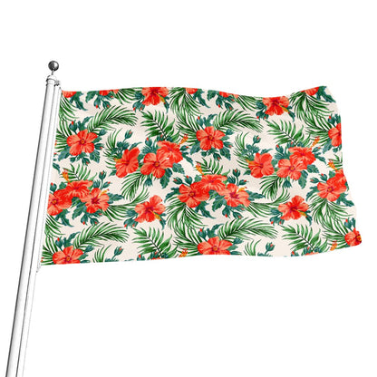Tropical Hibiscus Blossom Pattern Print Flag