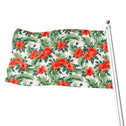 Tropical Hibiscus Blossom Pattern Print Flag