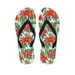 Tropical Hibiscus Blossom Pattern Print Flip Flops