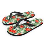 Tropical Hibiscus Blossom Pattern Print Flip Flops