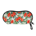 Tropical Hibiscus Blossom Pattern Print Glasses Case