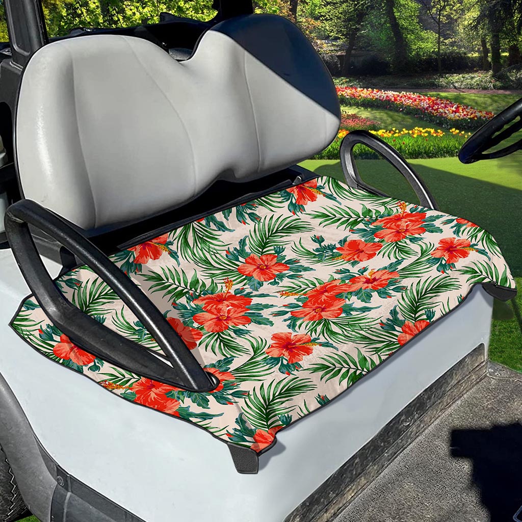Tropical Hibiscus Blossom Pattern Print Golf Cart Seat Cover