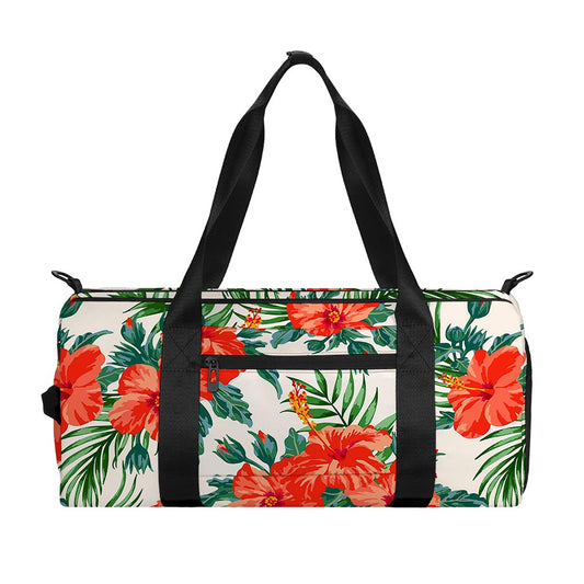 Tropical Hibiscus Blossom Pattern Print Gym Bag