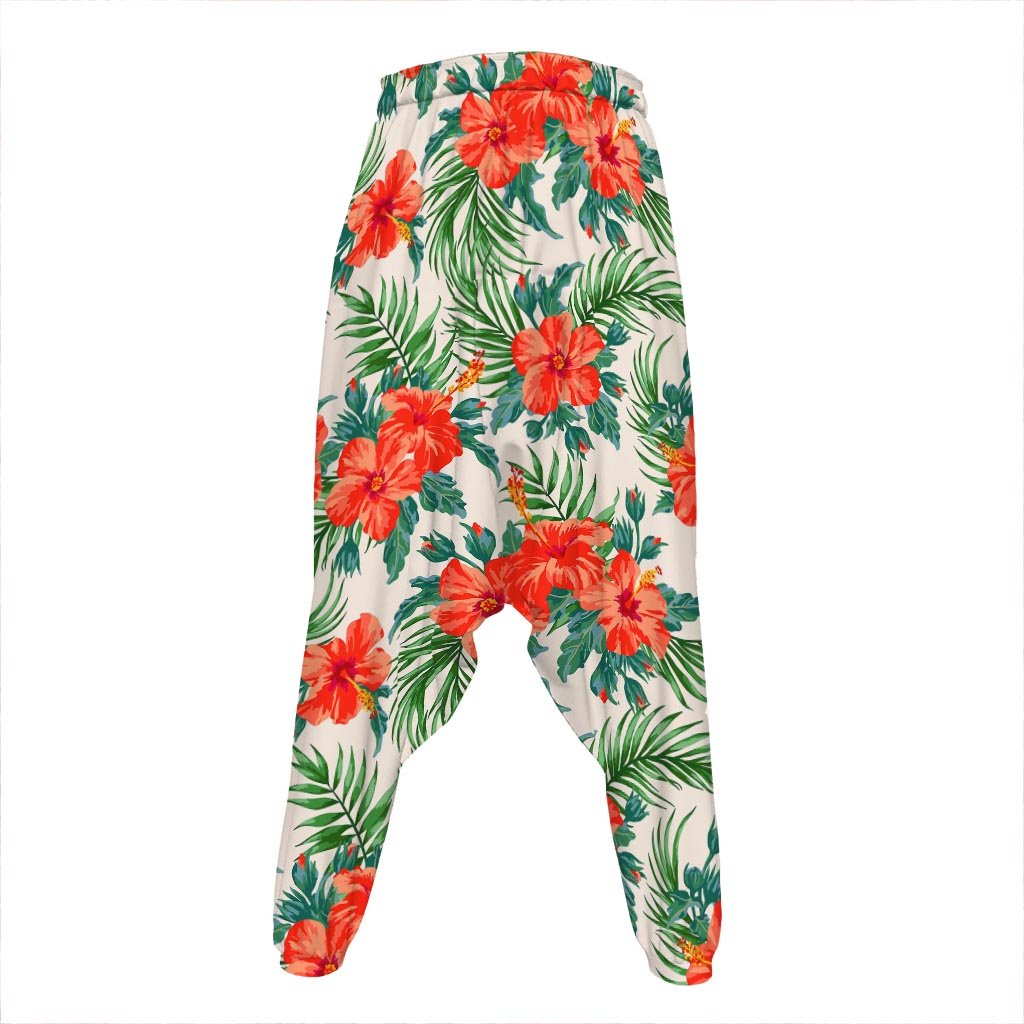 Tropical Hibiscus Blossom Pattern Print Hammer Pants