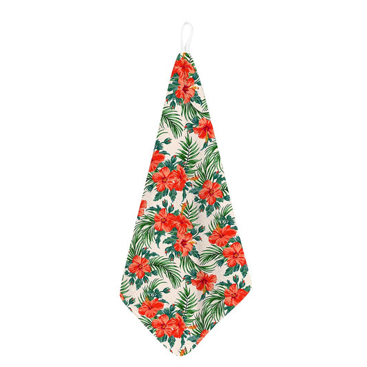 Tropical Hibiscus Blossom Pattern Print Hand Towel