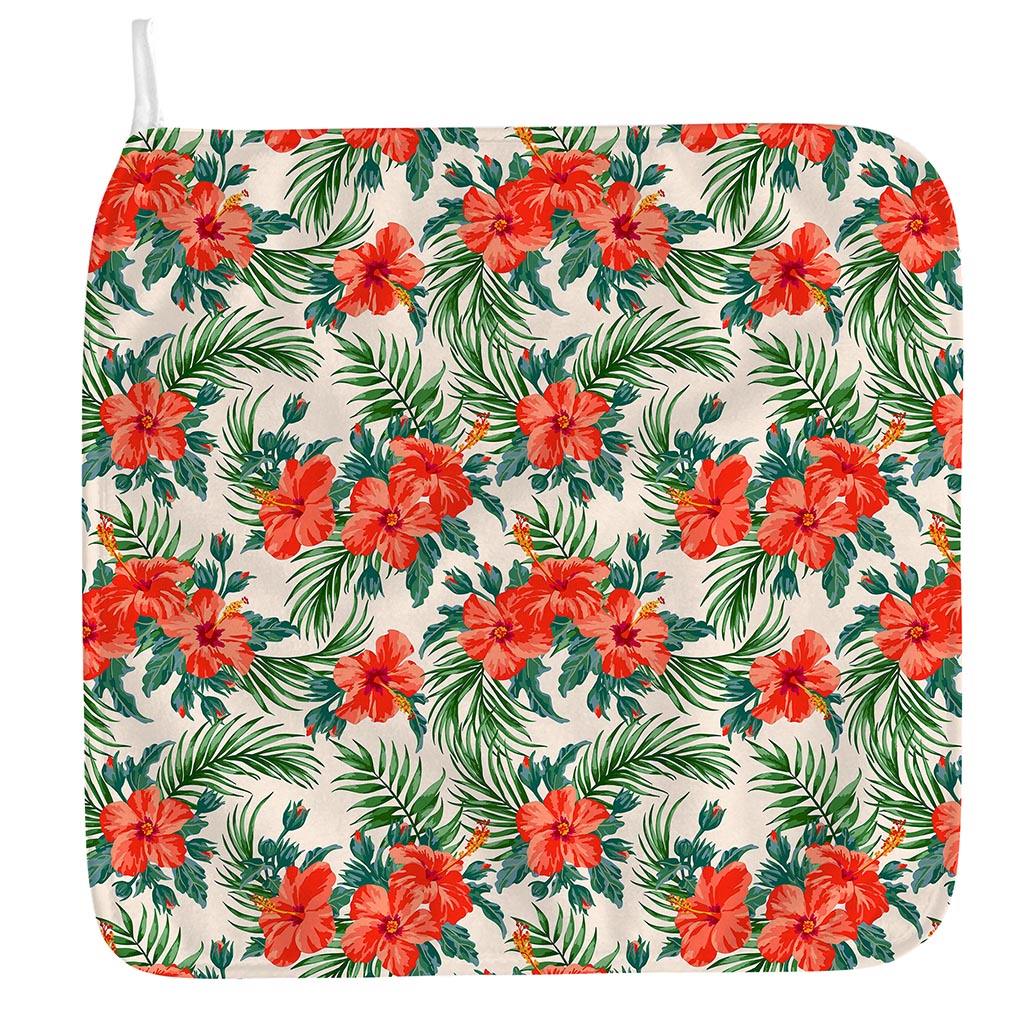 Tropical Hibiscus Blossom Pattern Print Hand Towel