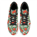 Tropical Hibiscus Blossom Pattern Print High Top Leather Sneakers