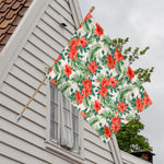Tropical Hibiscus Blossom Pattern Print House Flag