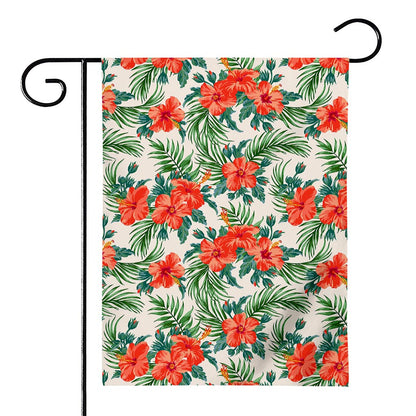 Tropical Hibiscus Blossom Pattern Print House Flag