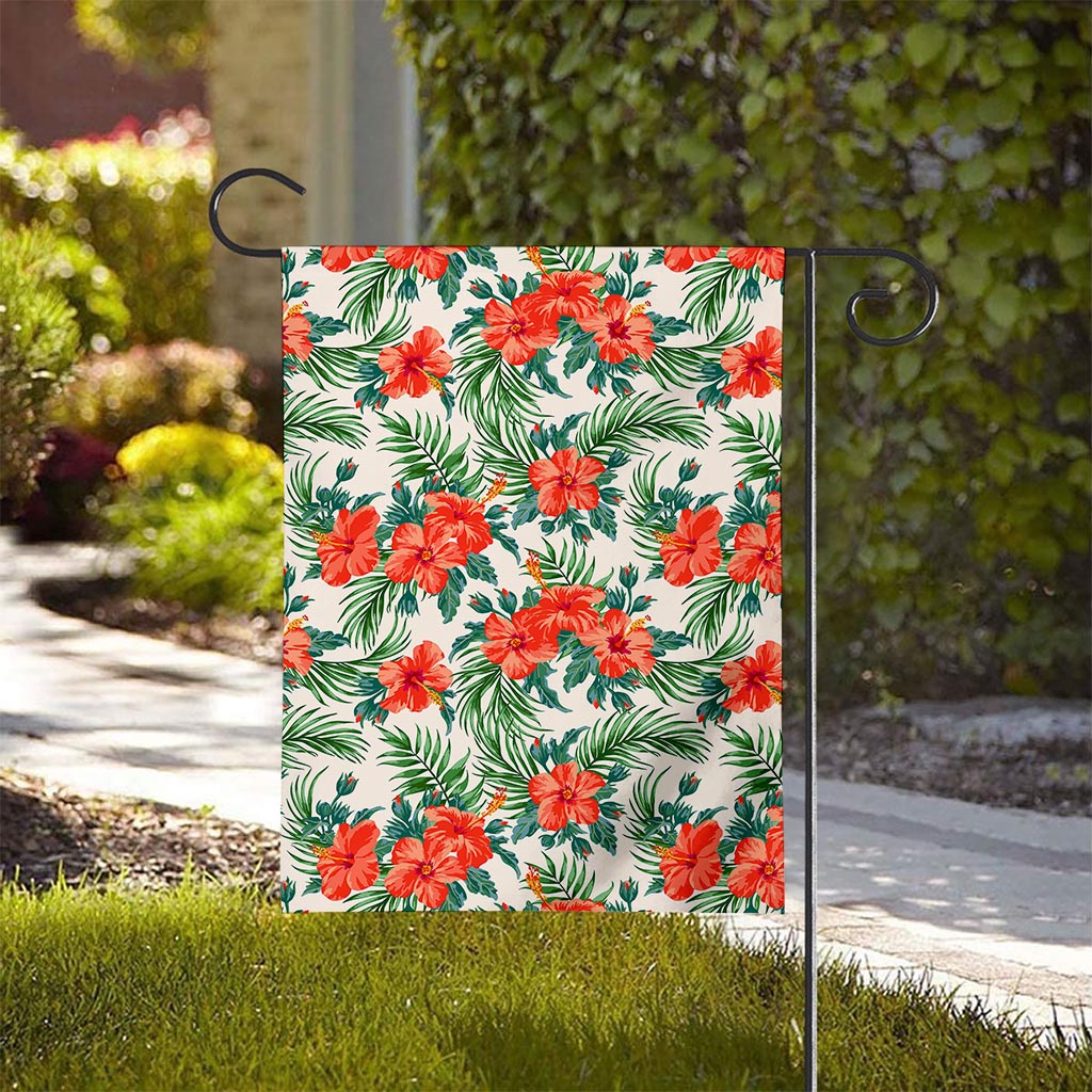 Tropical Hibiscus Blossom Pattern Print House Flag
