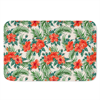 Tropical Hibiscus Blossom Pattern Print Indoor Door Mat