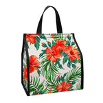 Tropical Hibiscus Blossom Pattern Print Insulated Lunch Tote