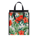 Tropical Hibiscus Blossom Pattern Print Insulated Lunch Tote