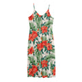 Tropical Hibiscus Blossom Pattern Print Jersey Midi Cami Dress