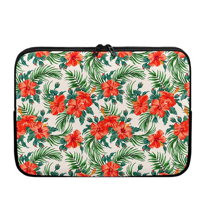Tropical Hibiscus Blossom Pattern Print Laptop Sleeve