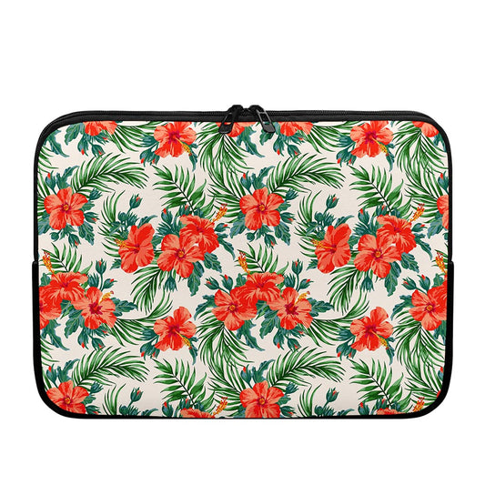 Tropical Hibiscus Blossom Pattern Print Laptop Sleeve
