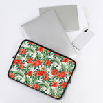 Tropical Hibiscus Blossom Pattern Print Laptop Sleeve