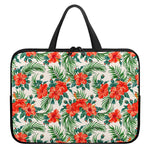 Tropical Hibiscus Blossom Pattern Print Laptop Sleeve With Handle