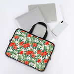 Tropical Hibiscus Blossom Pattern Print Laptop Sleeve With Handle