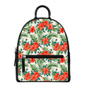 Tropical Hibiscus Blossom Pattern Print Leather Backpack