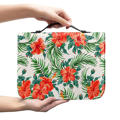 Tropical Hibiscus Blossom Pattern Print Leather Bible Cover
