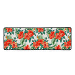Tropical Hibiscus Blossom Pattern Print Long Kitchen Mat