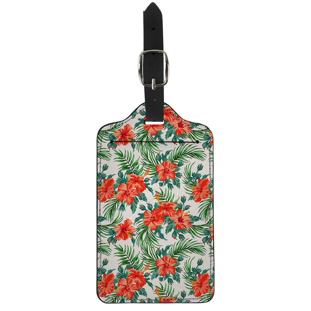Tropical Hibiscus Blossom Pattern Print Luggage Tag