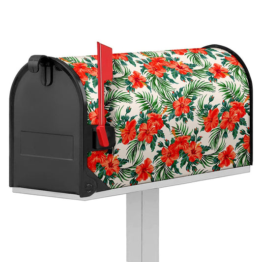 Tropical Hibiscus Blossom Pattern Print Mailbox Cover