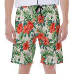 Tropical Hibiscus Blossom Pattern Print Men's Beach Shorts